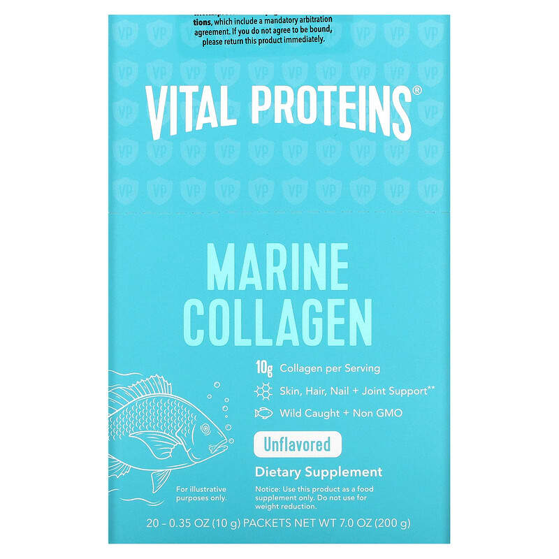 Vital Proteins Marine Collagen Unflavored 20 Packets 0.35 oz (10 g) Each 850232005409