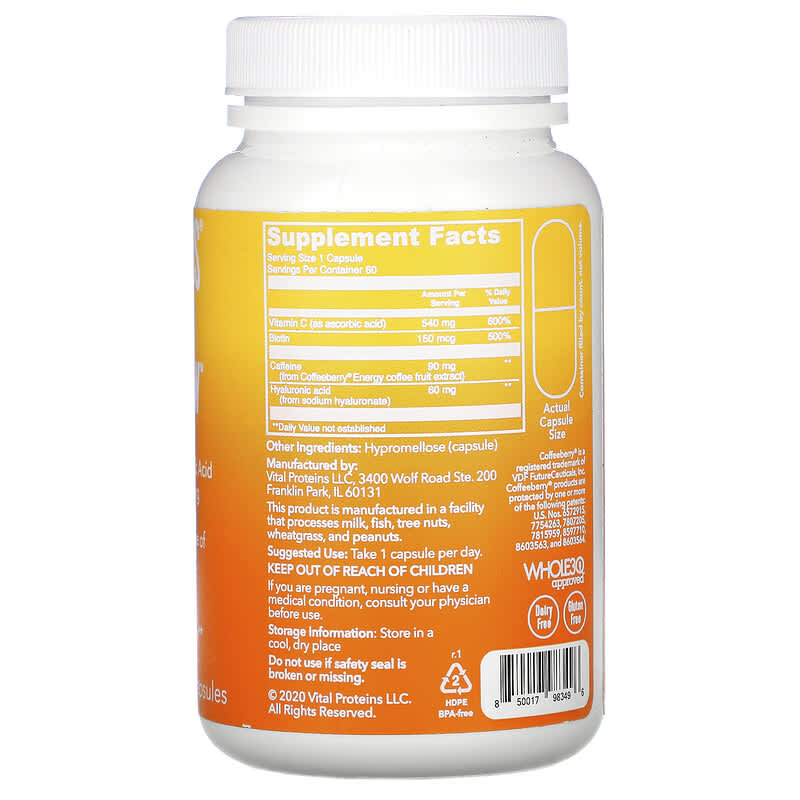 Vital Proteins, Morning Get Up & Glow , 60 Capsules 850017983496