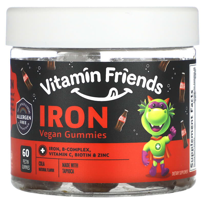 Vitamin Friends Iron Vegan Gummies Cola 60 Pectin Gummies 852386008602