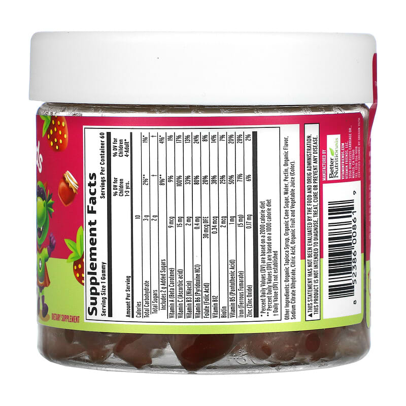 Vitamin Friends, Iron Vegan Gummies, Strawberry Jam, 60 Pectin Gummies 852386008619