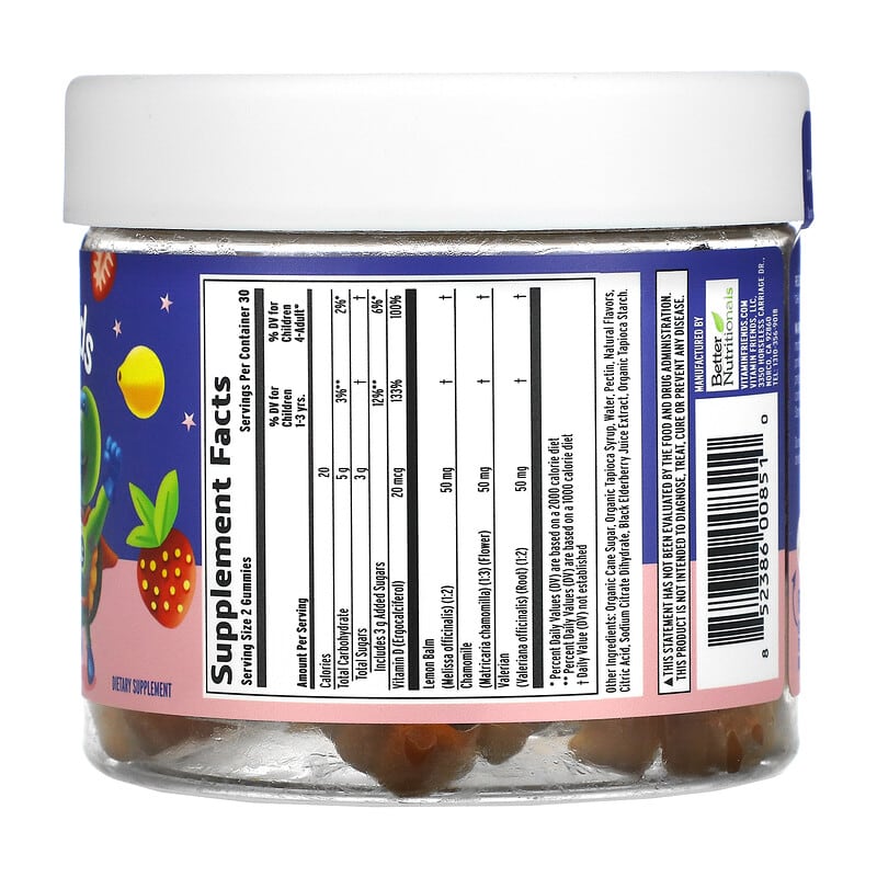 Vitamin Friends, Sleep Vegan Gummies, Strawberry Lemon, 60 Pectin Gummies 852386008510