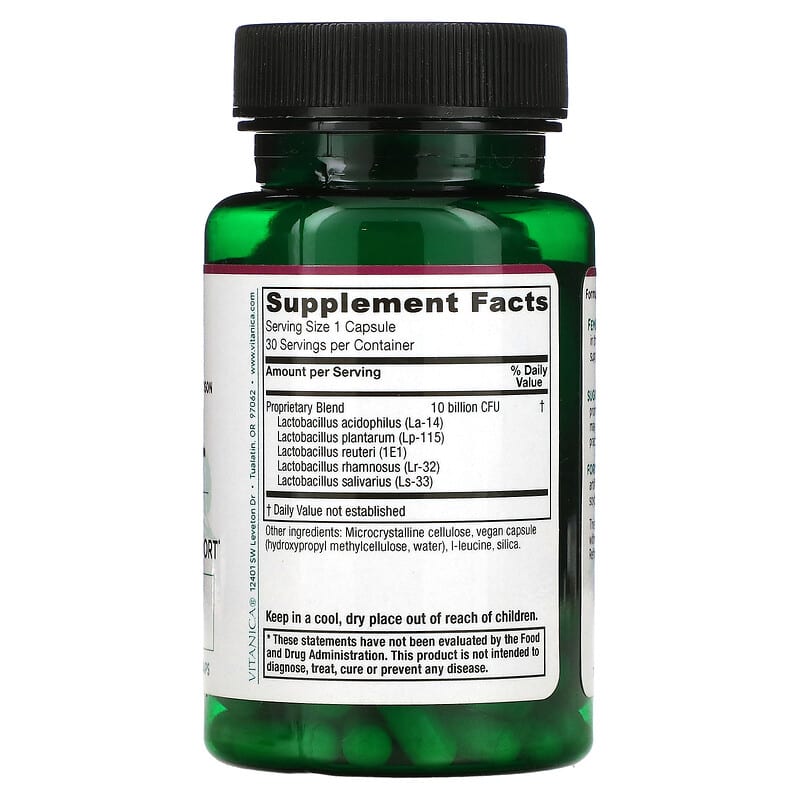Vitanica, FemEcology, Vaginal Probiotic Support, 10 Billion CFU, 30 Vegan Caps 708118023156