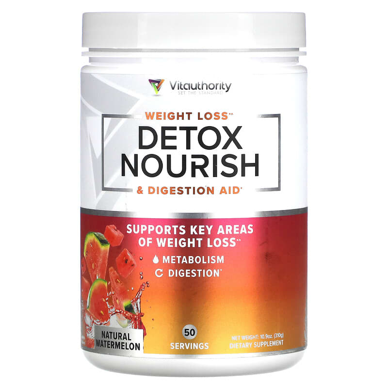Vitauthority Detox Nourish Weight Loss & Digestion Aid Natural Watermelon 10.9 oz (310 g) 856360008473