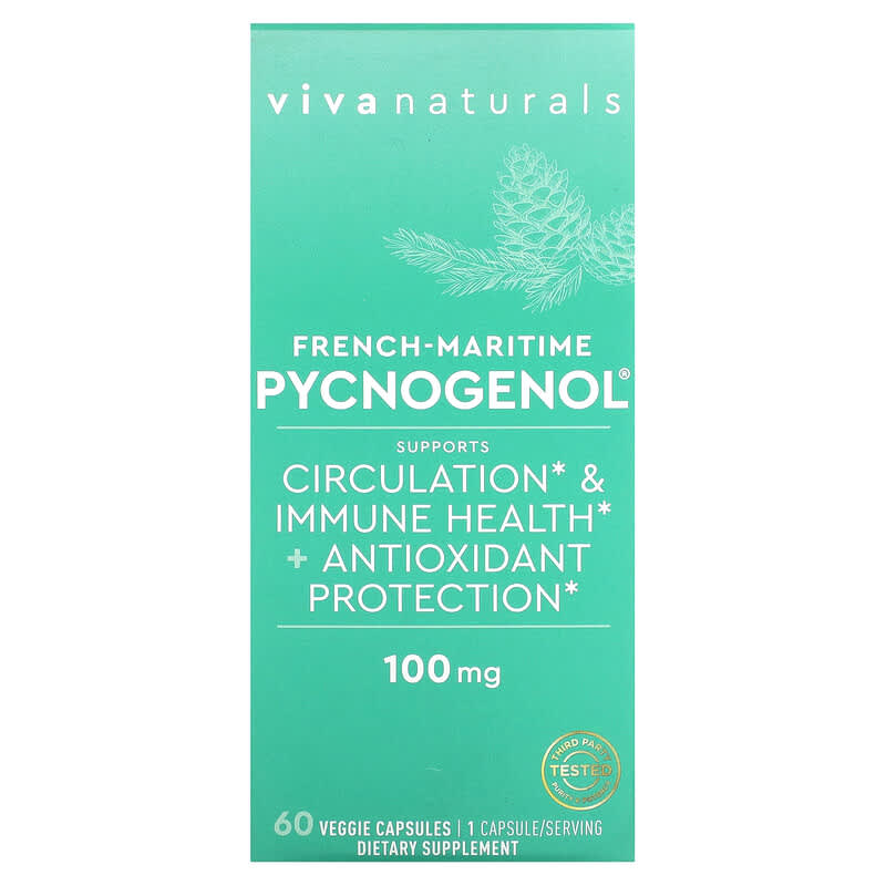 Viva Naturals French-Maritime Pycnogenol 100 mg 60 Veggie Capsules 753940520359