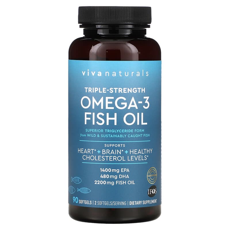 Viva Naturals, Omega-3 Fish Oil, Triple Strength , 90 Softgels 701722747951