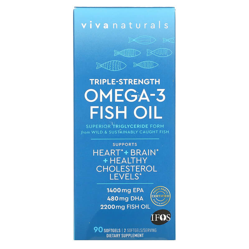 Viva Naturals Omega-3 Fish Oil Triple Strength  90 Softgels 701722747951