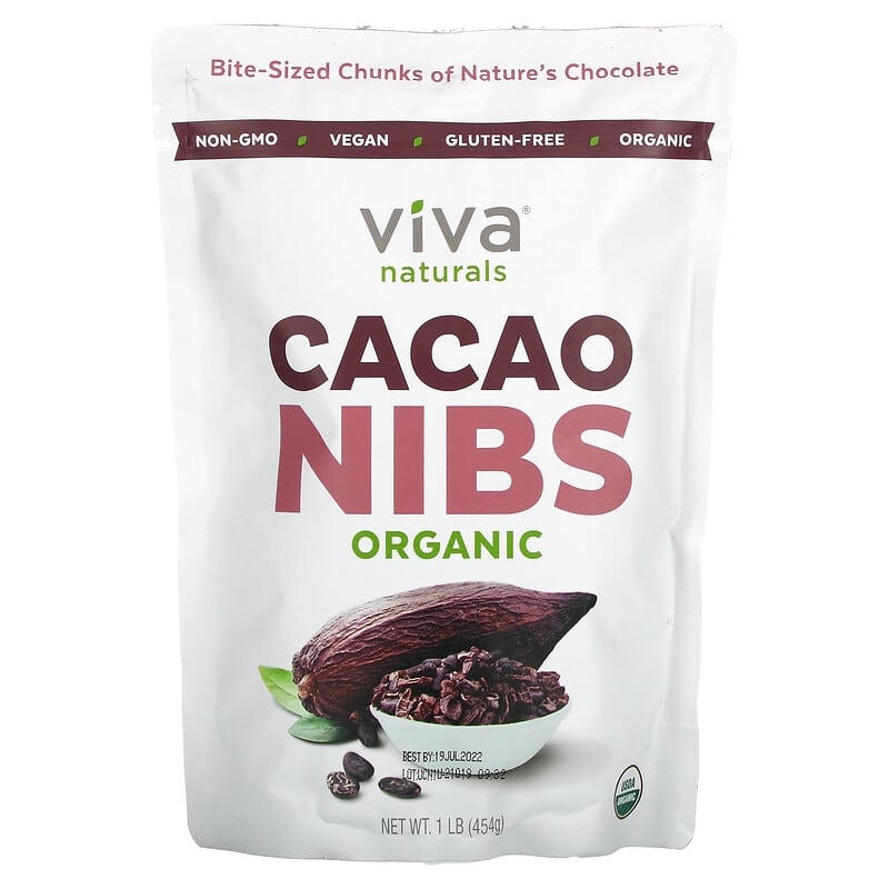 Viva Naturals Organic Cacao Nibs  1 lb (454 g) 700465936974