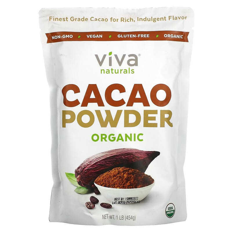 Viva Naturals Organic Cacao Powder  1 lb (454 g) 700465936752
