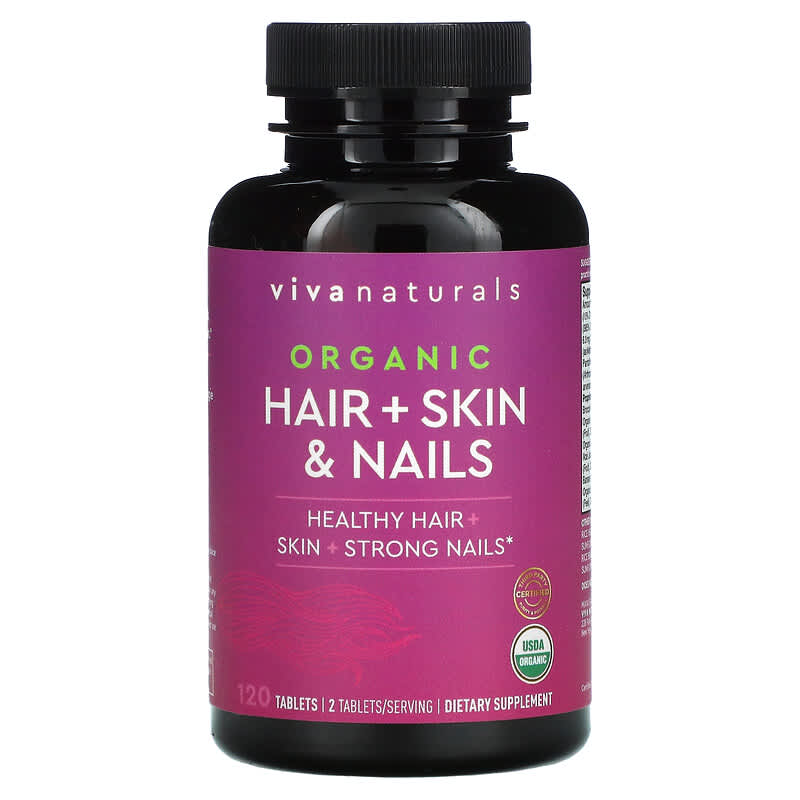 Viva Naturals, Organic Hair + Skin & Nails, 120 Tablets 811067031230