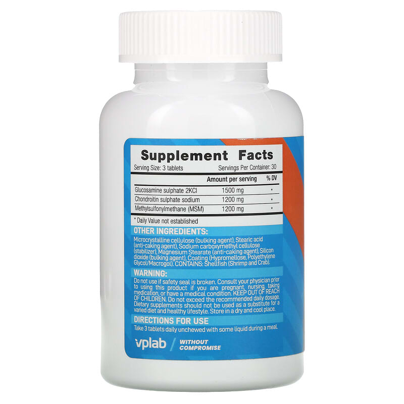 Vplab, Glucosamine Chondroitin MSM, 90 Tablets 850020814008
