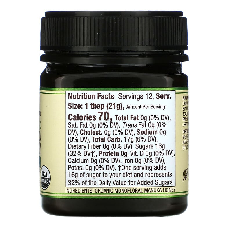 Wedderspoon, Organic Raw Manuka Honey, KFactor 16, 8.8 oz (250 g) 814422023482