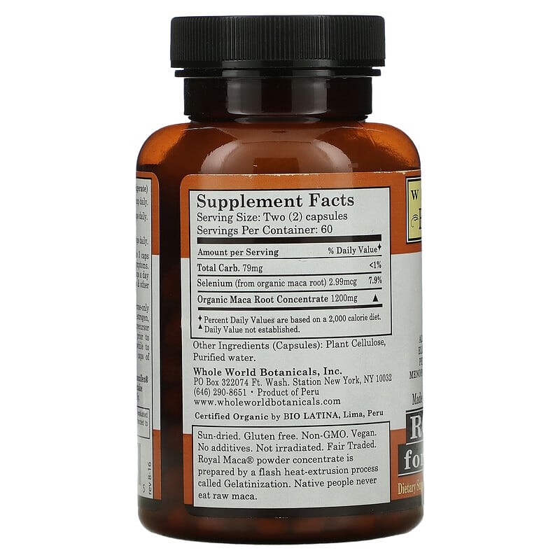 Whole World Botanicals, Royal Maca for Menopause, 600 mg, 120 Veg. Caps 691195001035