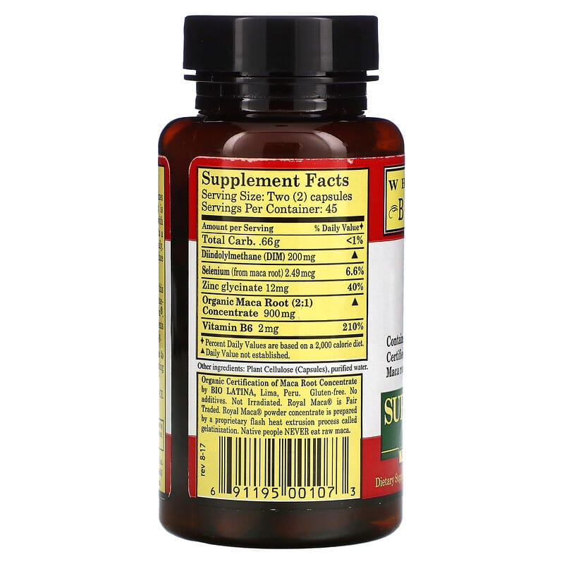Whole World Botanicals, Super Royal Maca For Men, 500 mg, 90 Vegetarian Capsules 691195001073