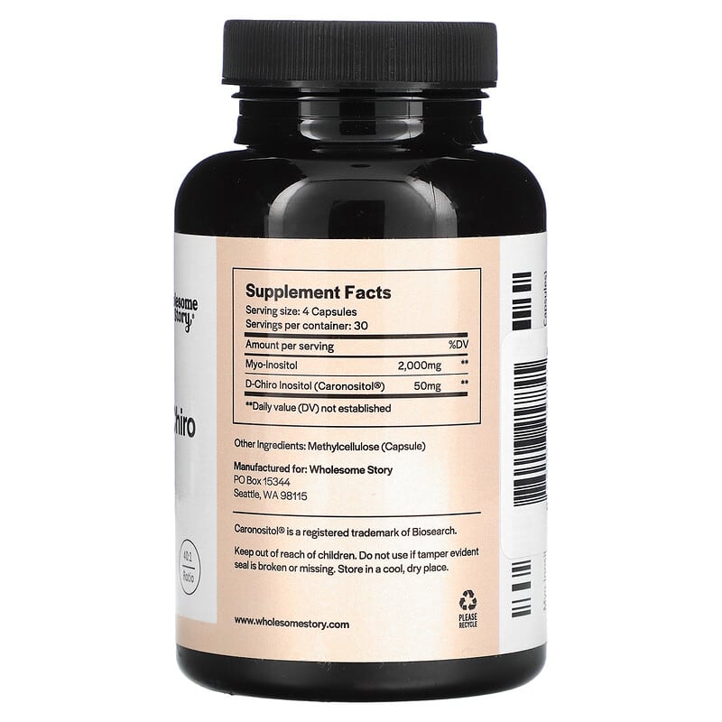 Wholesome Story, Myo & D-Chiro Inositol, 120 Vegetarian Capsules 860003257845