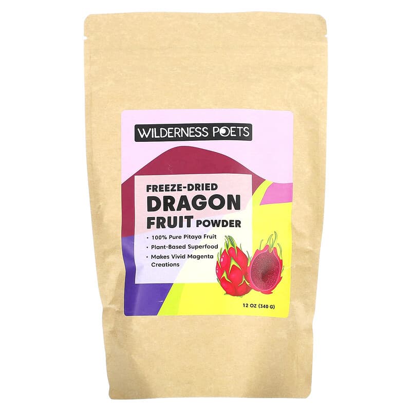 Wilderness Poets LLC Freeze Dried Dragon Fruit Powder Pink Pitaya 12 oz (340 g) 850028415061