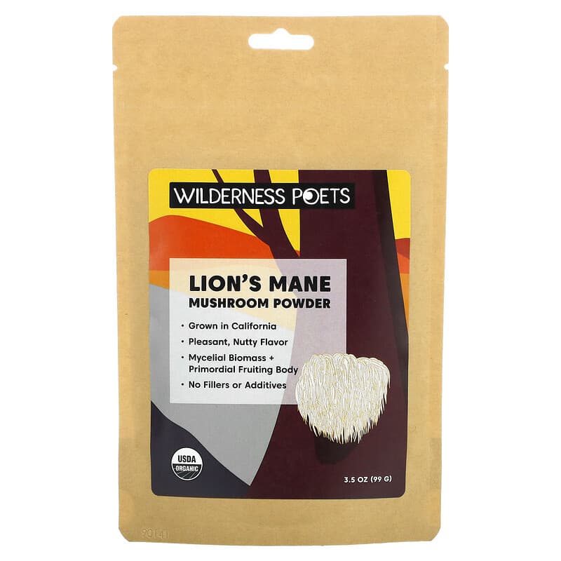 Wilderness Poets LLC Organic Lions Mane Mushroom Powder 3.5 oz (99 g) 850028415153
