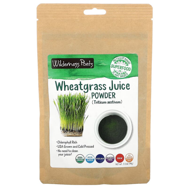 Wilderness Poets LLC Organic Wheatgrass Juice Powder 3.5 oz (99 g) 855434006995