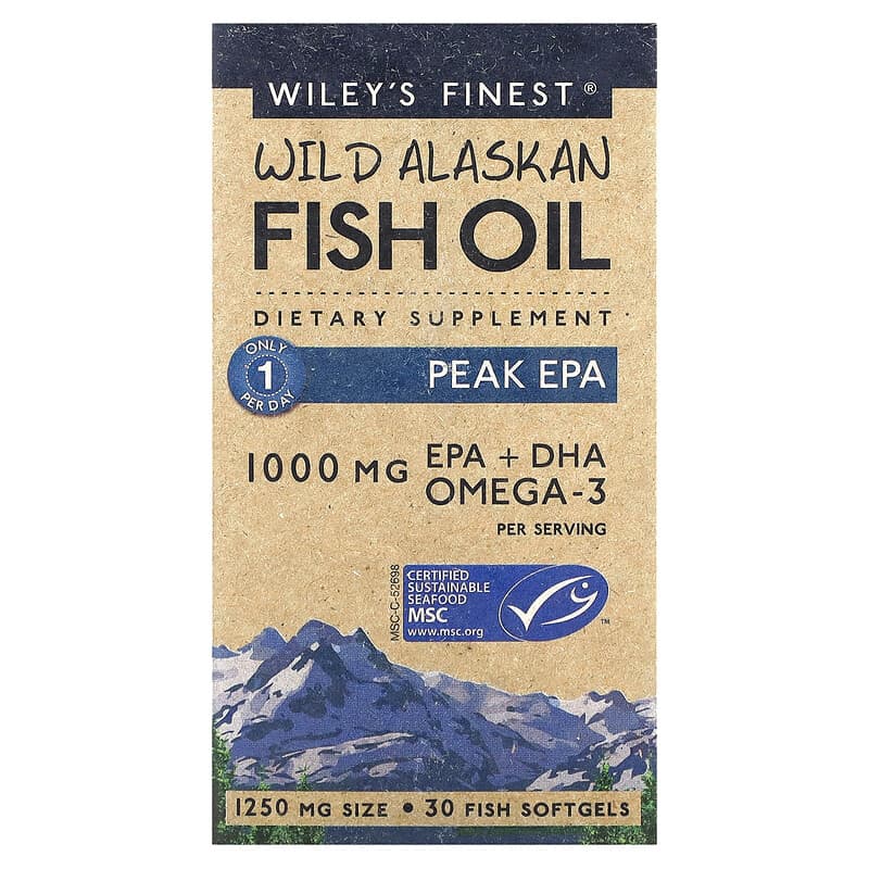 Wiley's Finest Wild Alaskan Fish Oil Peak EPA 1,250 mg 30 Fish Softgels 857188004012