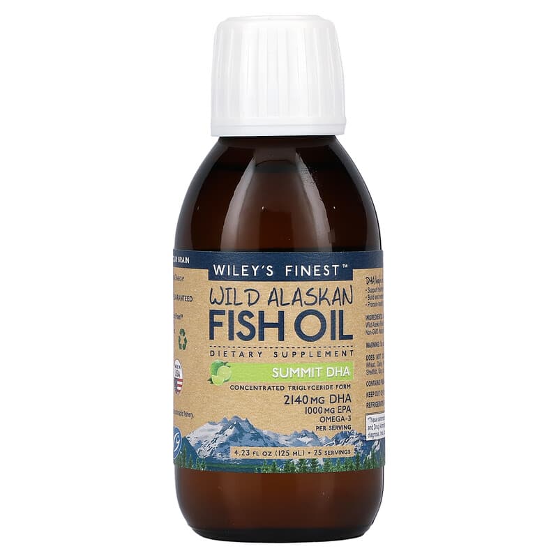 Wiley's Finest, Wild Alaskan Fish Oil, Summit DHA, Natural Lime , 4.23 fl oz (125 ml) 857188004470