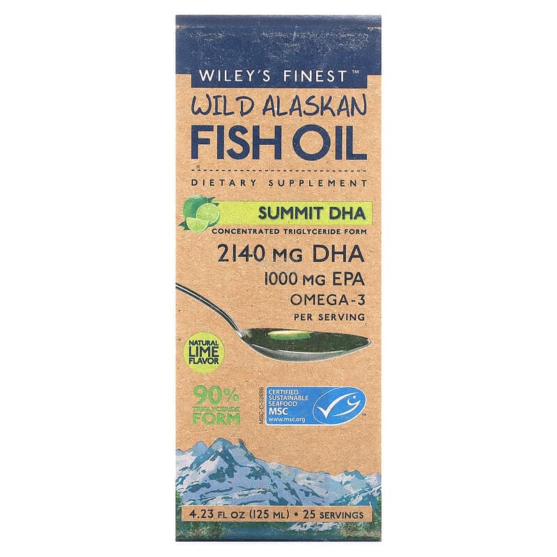 Wiley's Finest Wild Alaskan Fish Oil Summit DHA Natural Lime 4.23 fl oz (125 ml) 857188004470