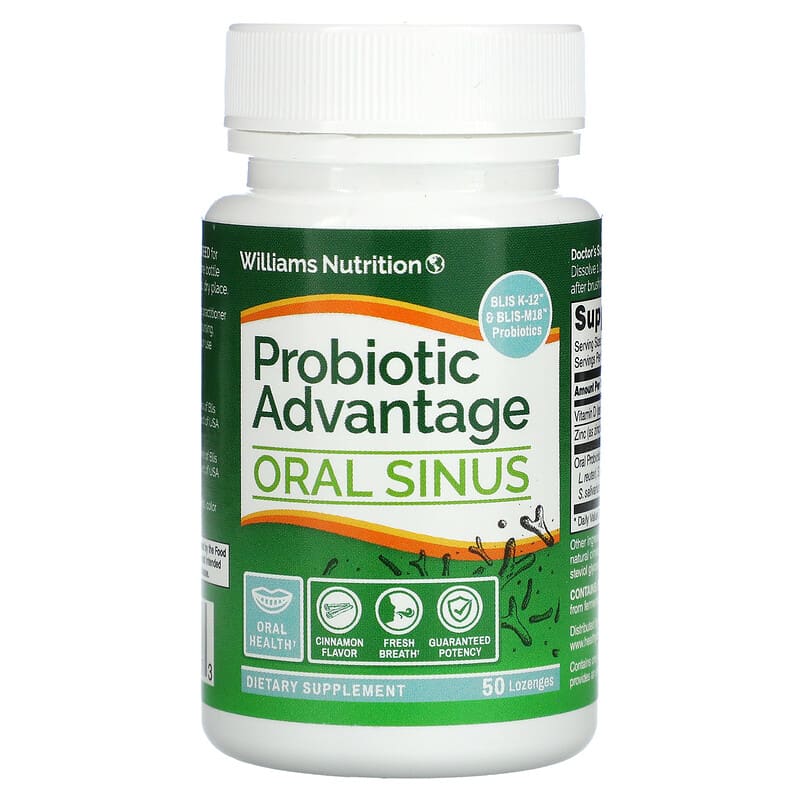 Williams Nutrition Probiotic Advantage Oral Sinus Cinnamon  50 Lozenges 678829241173