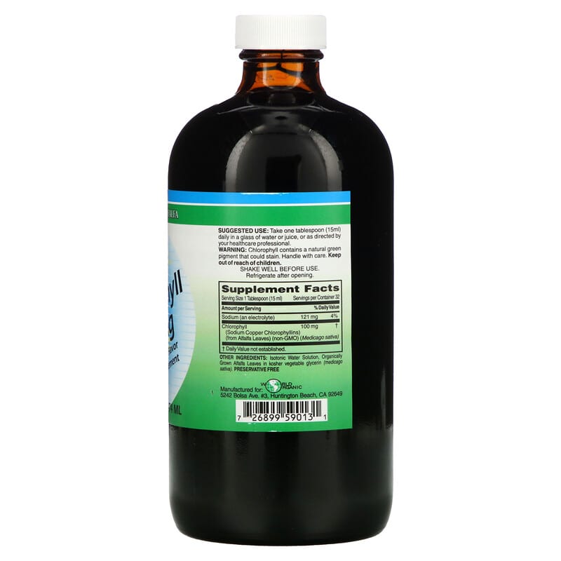 World Organic, Liquid Chlorophyll, 100 mg, 16 fl oz (474 ml) 726899590131