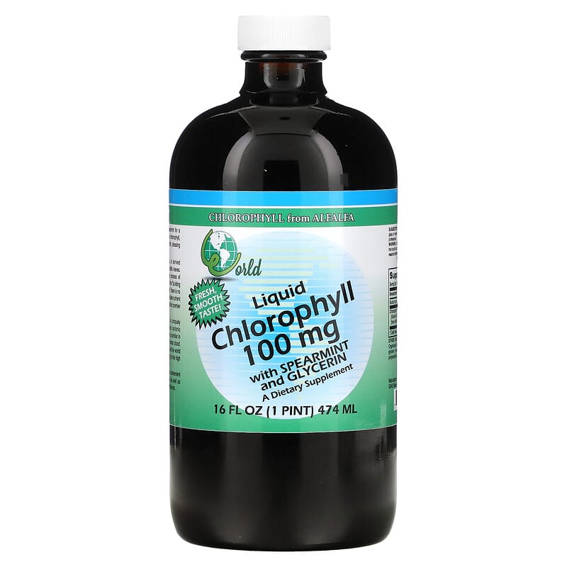 World Organic Liquid Chlorophyll with Spearmint and Glycerin 100 mg 16 fl oz (474 ml) 726899590834