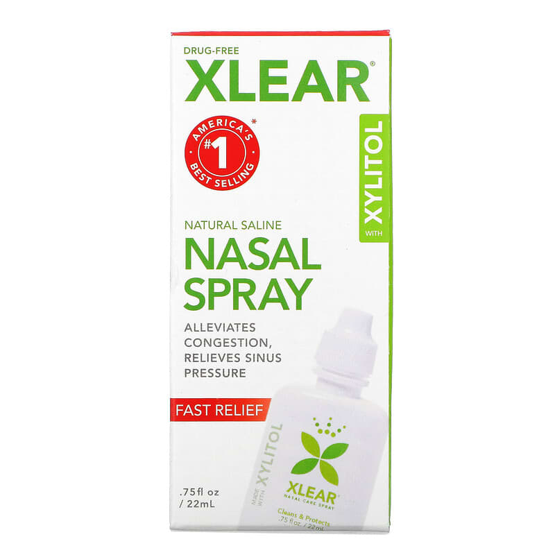 Xlear Natural Saline Nasal Spray with Xylitol Fast Relief 0.75 fl oz (22 ml) 700596000018