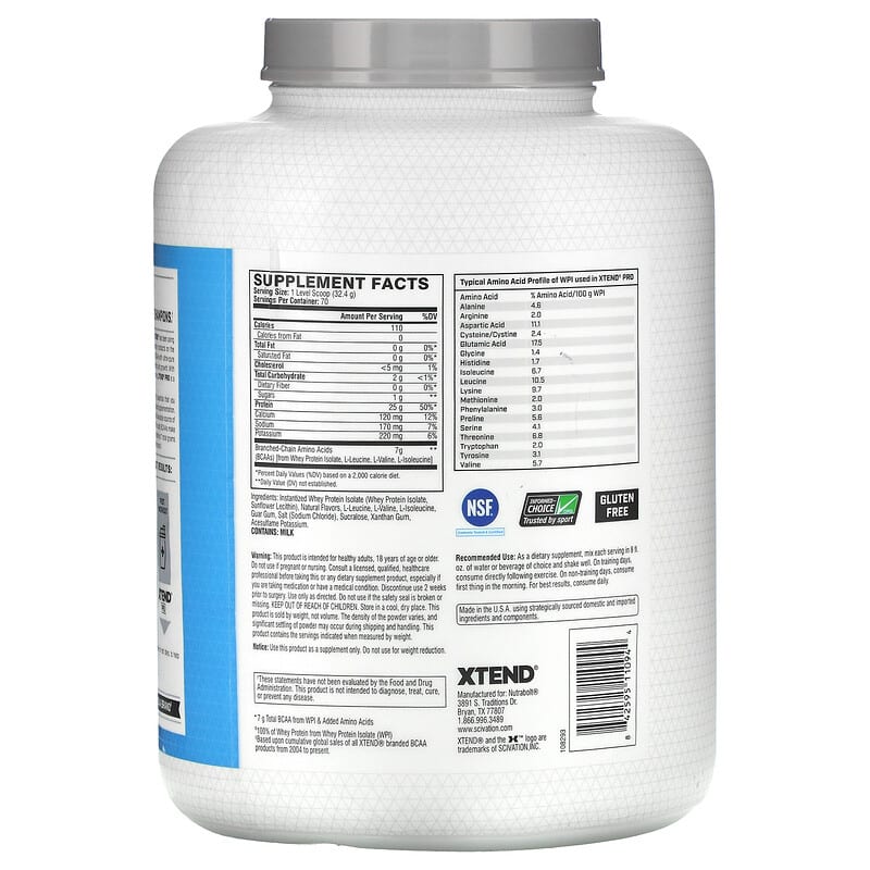 Xtend, Pro, Whey Isolate, Vanilla Ice Cream, 5 lb (2.27 kg) 842595110944