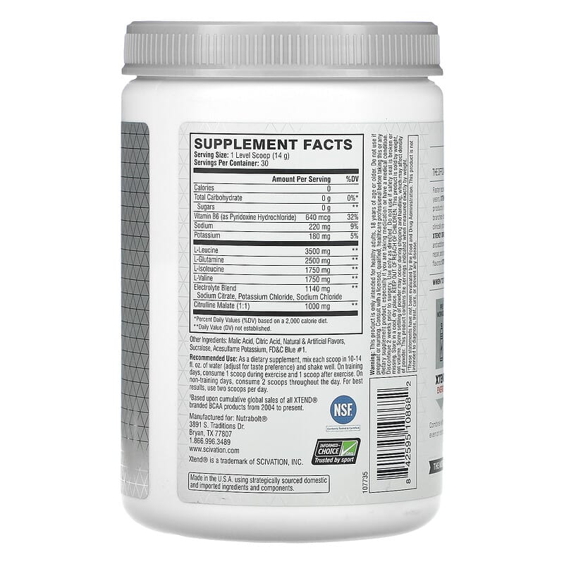 Xtend, The Original 7G BCAA, Freedom Ice, 14.8 oz (420 g) 842595108682