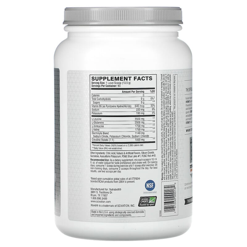 Xtend, The Original 7G BCAA, Glacial Grape, 2.68 lb (1.22 kg) 181030000182