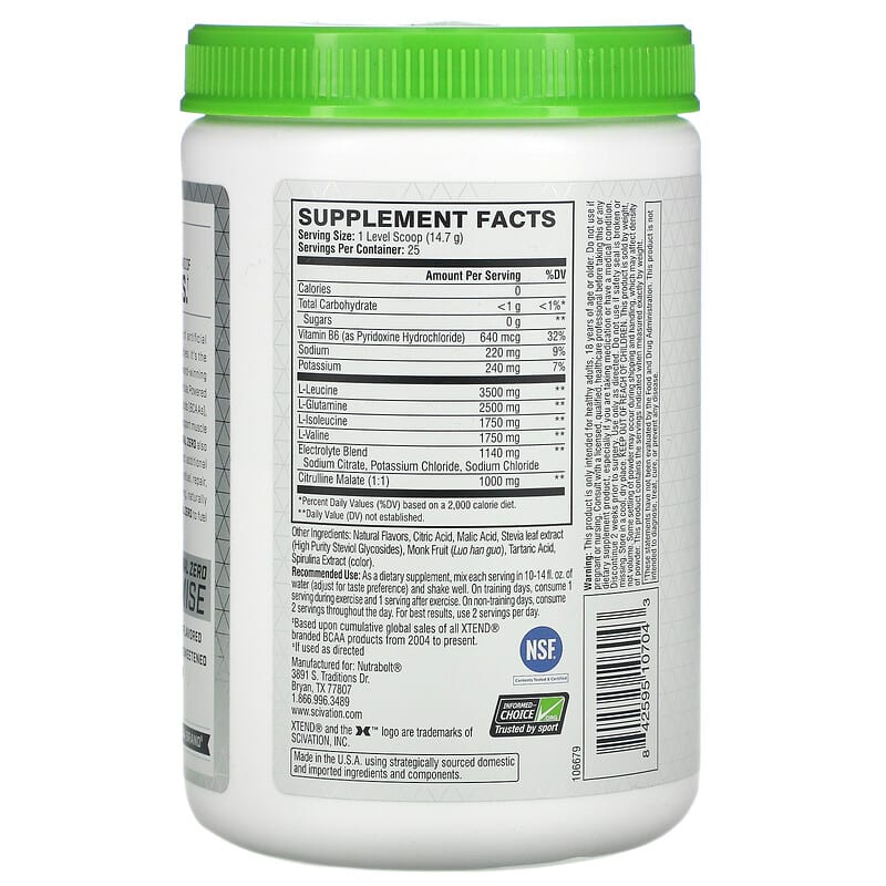 Xtend, The Original 7G BCAA, Natural Zero, Blueberry Lemonade, 13 oz (367.5 g) 842595107043