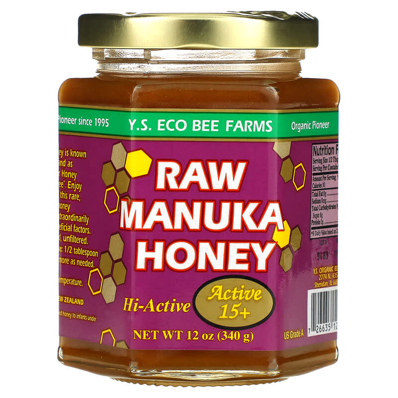Y.S. Eco Bee Farms Raw Manuka Honey Active 15+ 12 oz (340 g) 726635121148