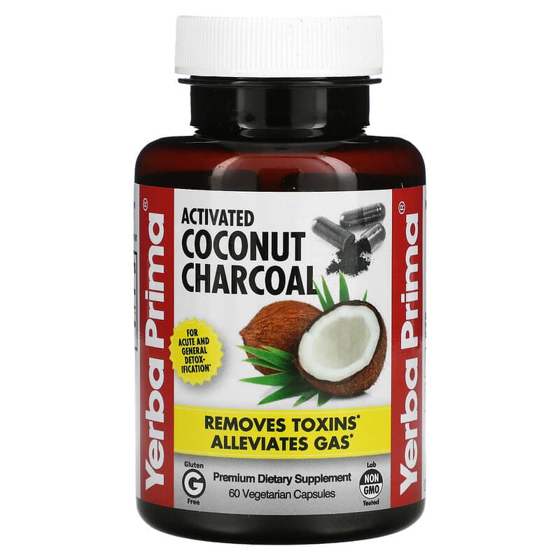 Yerba Prima Activated Coconut Charcoal 60 Vegetarian Capsules 46352006949