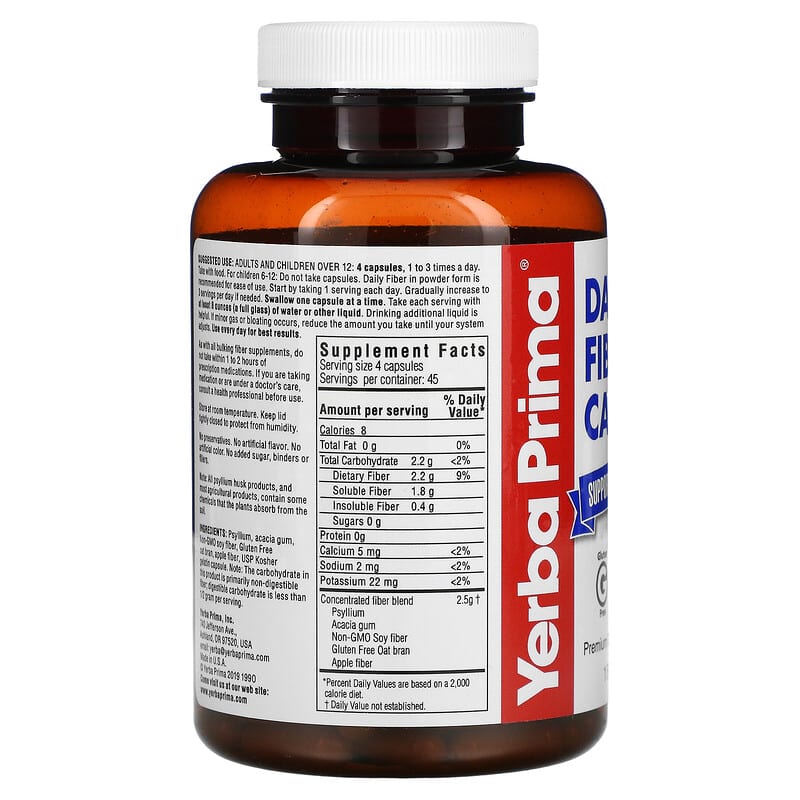 Yerba Prima, Daily Fiber Caps, 180 Capsules 46352001999