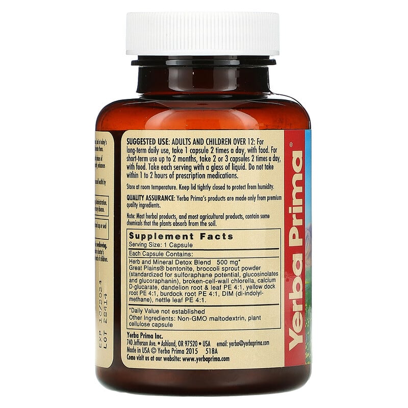 Yerba Prima, Great Plains Bentonite + Herbal Detox, 60 Capsules 46352005188
