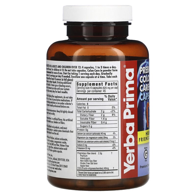 Yerba Prima, Prebiotic Colon Care, 180 Capsules 46352002064