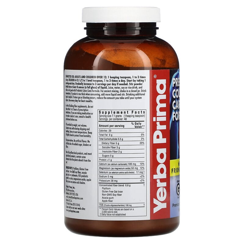 Yerba Prima, Prebiotic Colon Care Formula, 12 oz (340 g) 46352002040