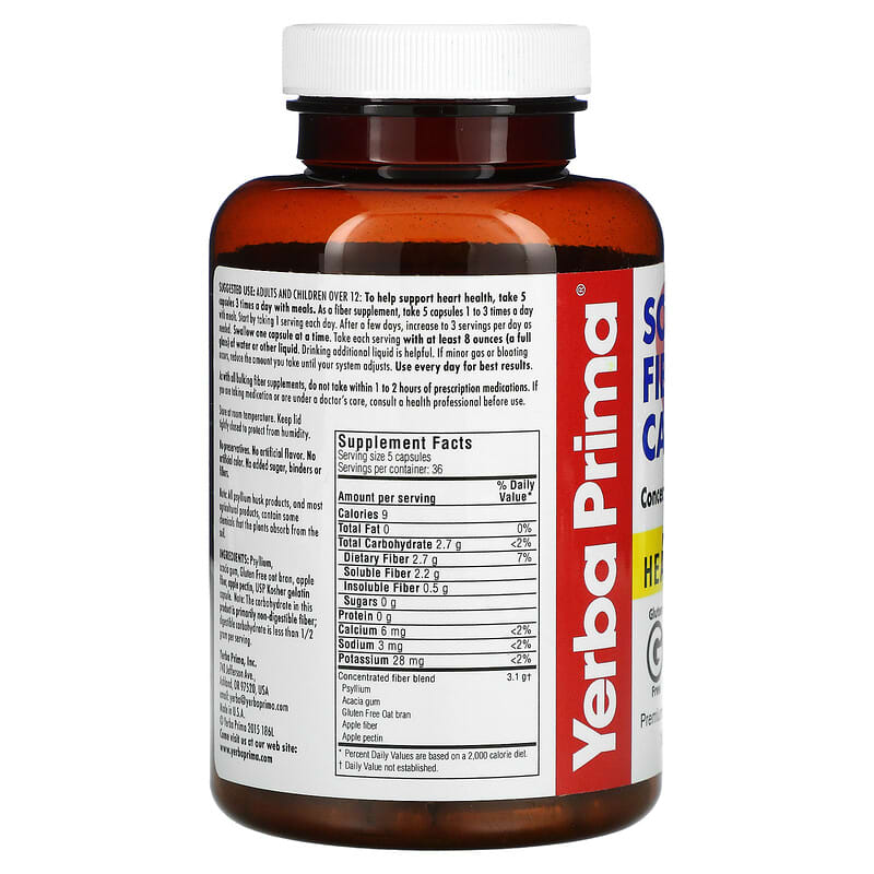 Yerba Prima, Soluble Fiber Caps, 180 Capsules 46352001869