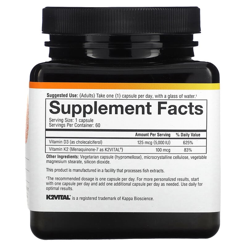 Youtheory, K2D3 Essential Daily Vitamins, 60 Vegetarian Capsules 850021920357