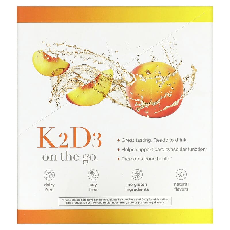 Youtheory K2D3 On Th Go Peach 12 Packets 1 fl oz (30 ml) Each 850021920302