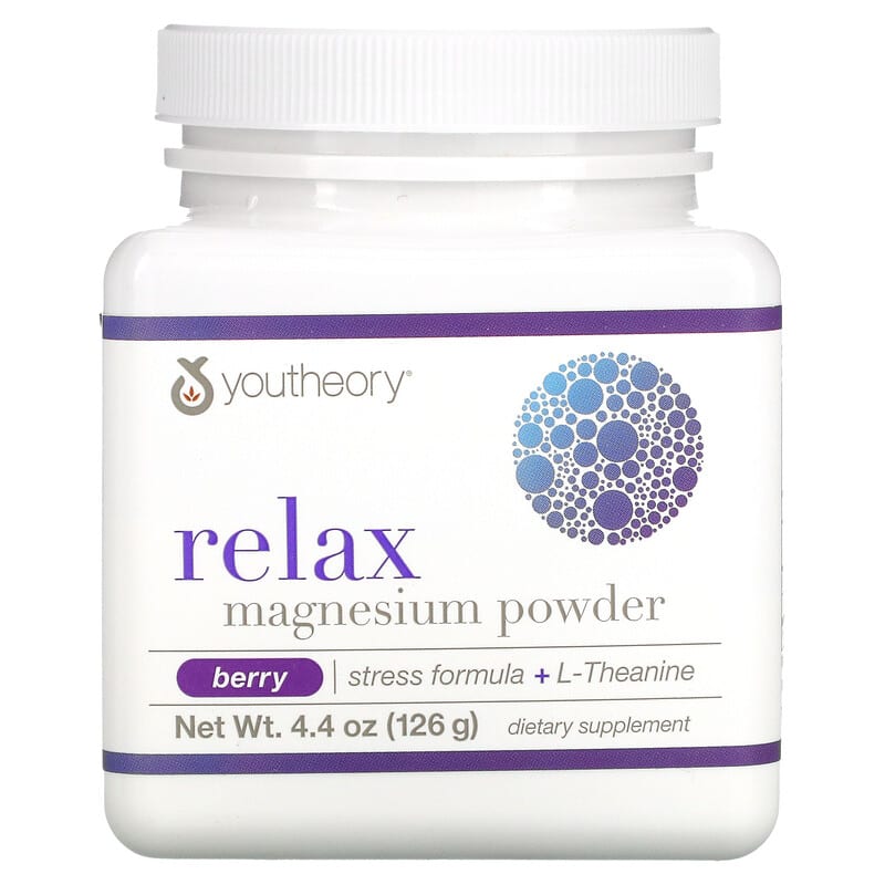 Youtheory Relax Magnesium Powder Berry 4.4 oz (126 g) 850502007300