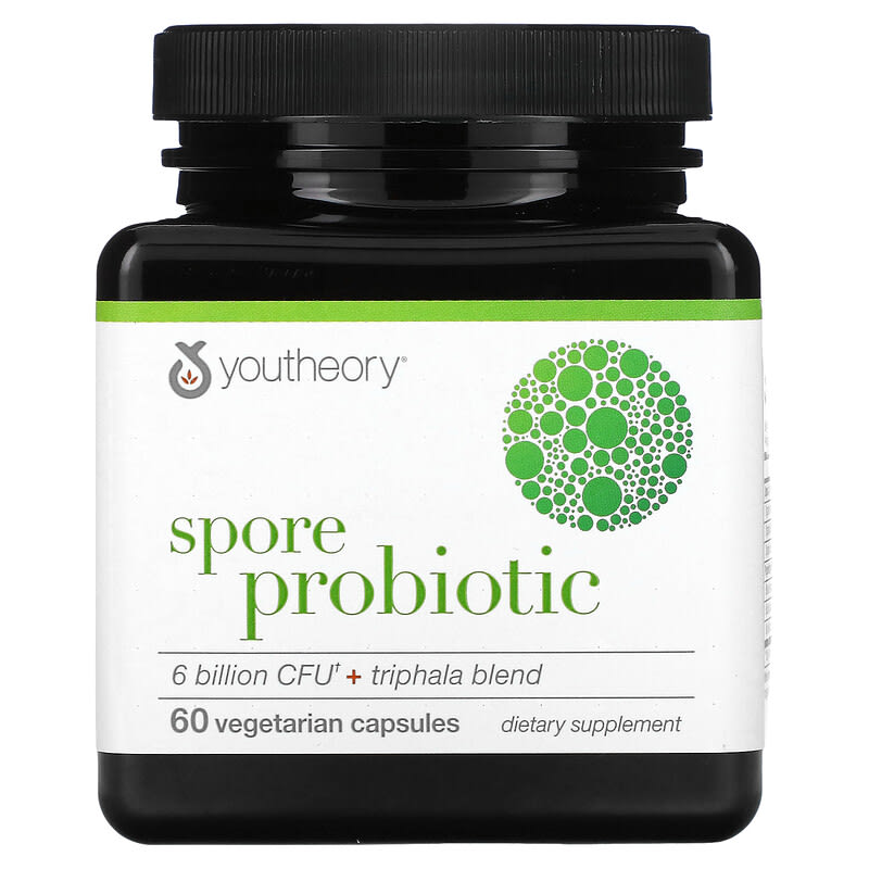 Youtheory Spore Probiotic 6 Billion CFU 60 Vegetarian Capsules 850502007225