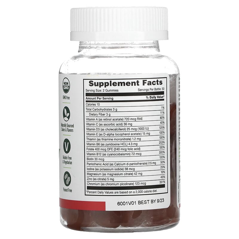 Yum-Vs, Diabetic Multivitamin, Sugar Free, Raspberry, 60 Gummies 810048611171