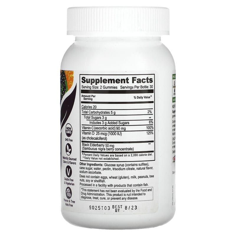 Yum-Vs, Elderberry, Vitamin C & Vitamin D, Triple Defense, Berry, 60 Gummies 810048610129