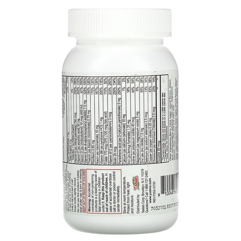 Yum-Vs, Multivitamin & Multimineral With Iron, Grape & Berry, 120 Chewable Tablets 810048610594