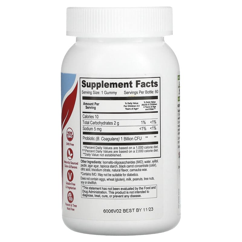 Yum-Vs, Probiotic Zero, Raspberry, 60 Gummies 810048610273