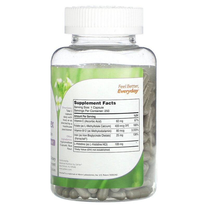 Zahler, Iron Complex, 250 Capsules 848998082659