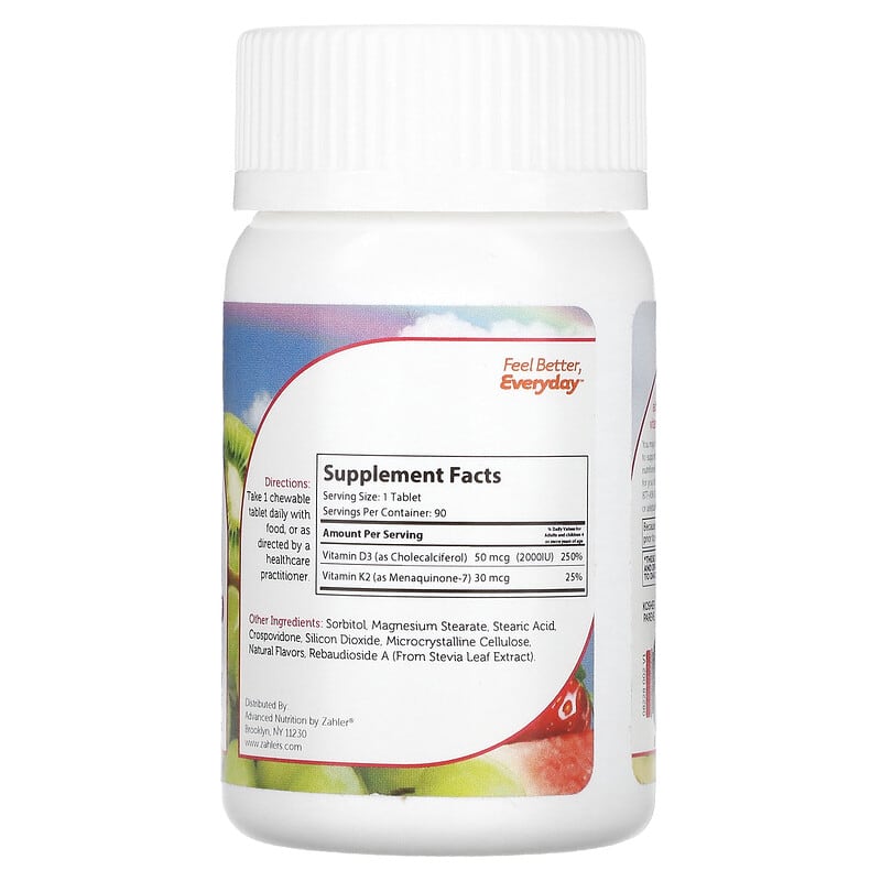 Zahler, Junior D3 & K2, Peach Apricot , 90 Chewable Tablets 848998082284