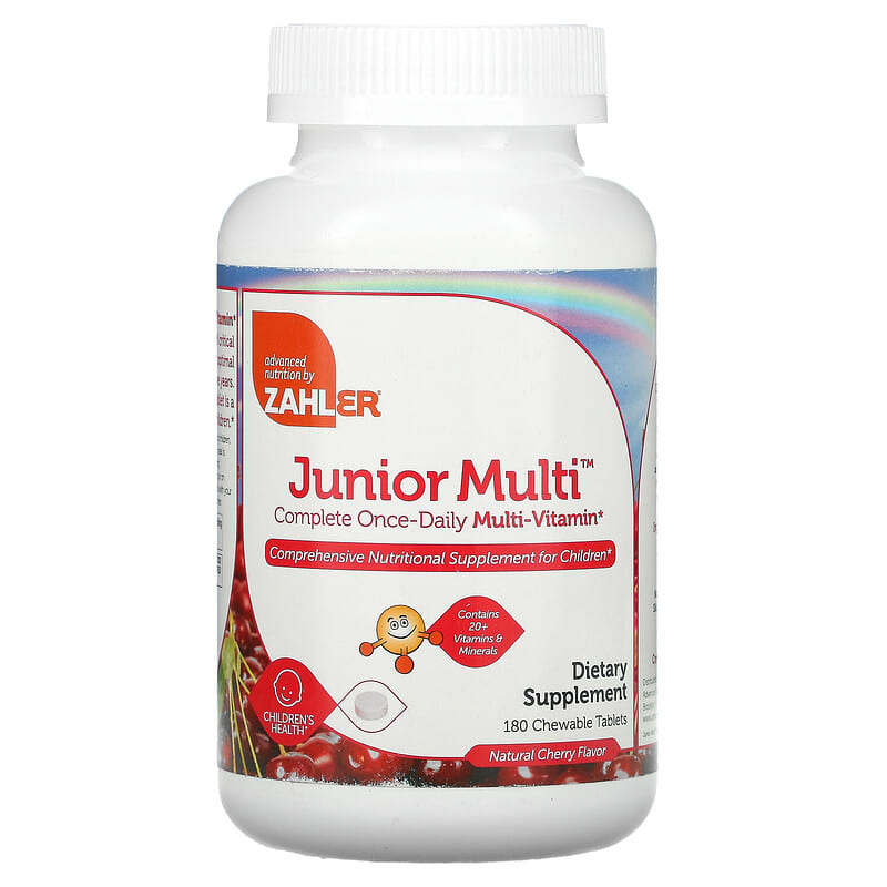 Zahler Junior Multi Complete Once-Daily Multi-Vitamin Natural Cherry 180 Chewable Tablets 848998080488